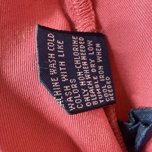 Vintage Polo Ralph Lauren Pleated Chinos Mens 36/28 Salmon 100% Cotton Trousers - Picture 12 of 12